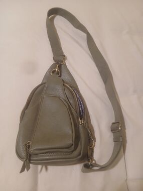 Antik Kraft Olive Green Crossbody Sling Bag with Gold Hardware